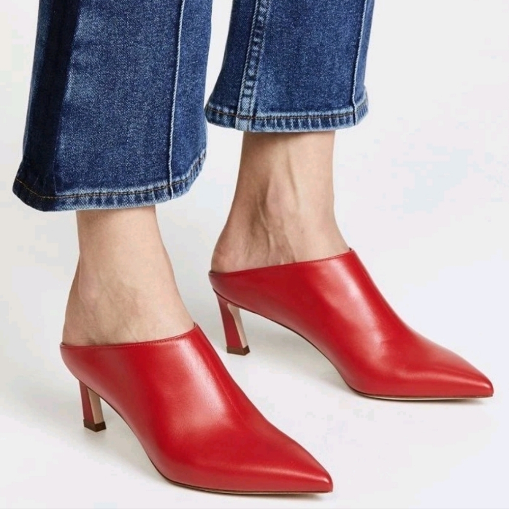 Stuart Weitzman Mira Red Leather Mules US11 M Retail $498-bing